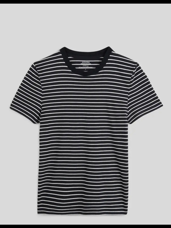 Monoprix Tops - Women's Monoprix French Striped Tee Navy And White Size L